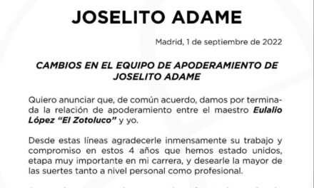 Termina relación profesional entre Joselito Adame y Zotoluco